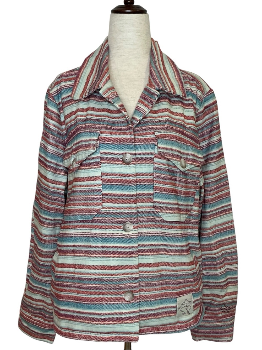 Rare Rabbit Running High Country Multicolor Striped Jacket Coastal Size Large